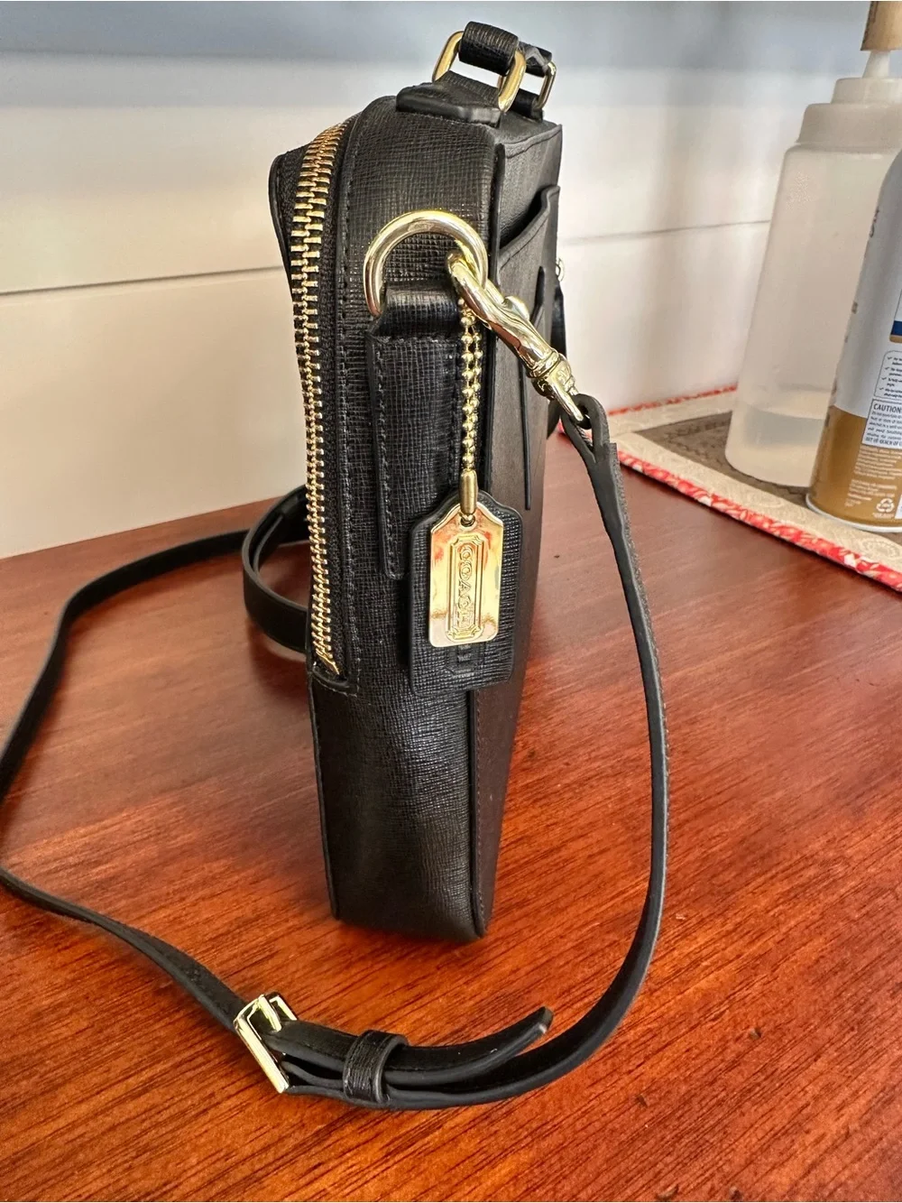 Coach Black Leather Top-Handle Messenger Crossbody - Picture 3 of 8